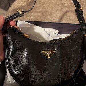 Prada Re-Edition Patent Bag w/leather straps